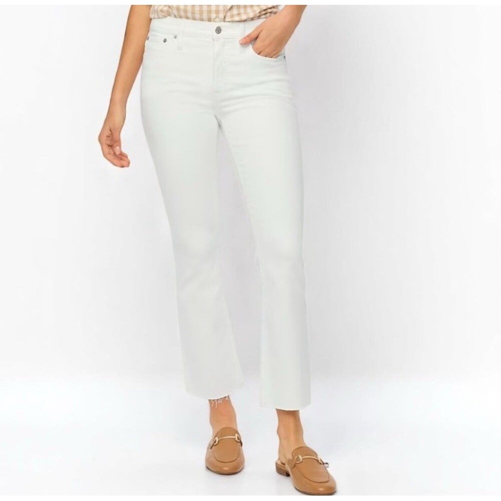 J.CREW Mid-Rise Flare Crop 31P Petite Signature Stretch White Jeans $118